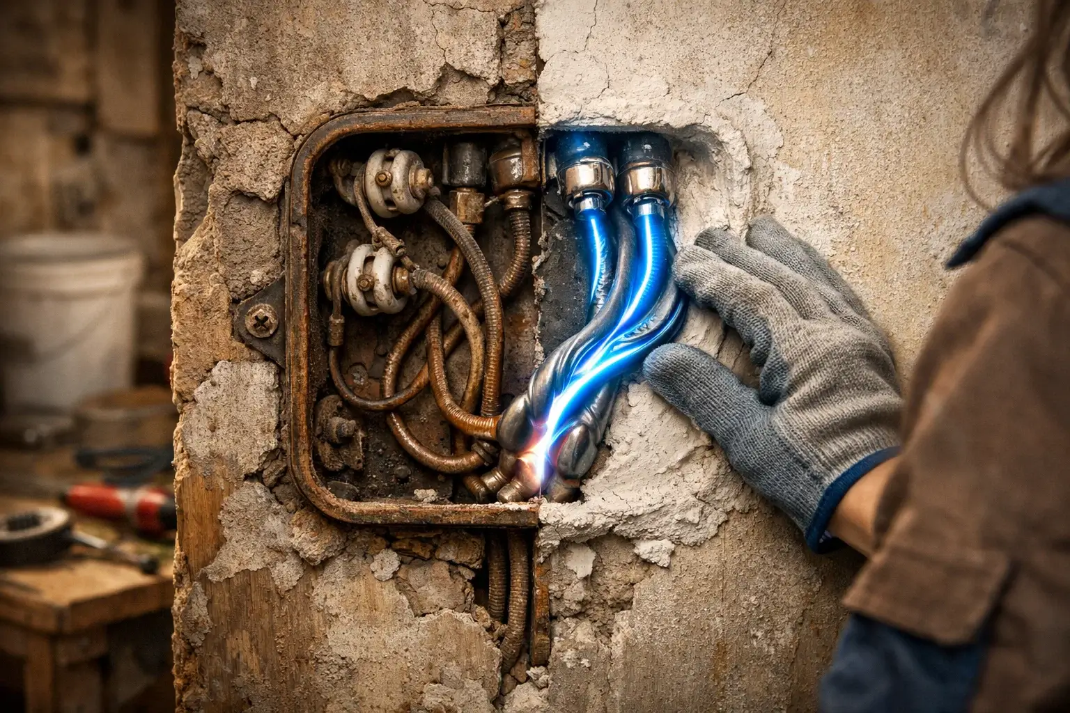 wall groove with nerve like cable