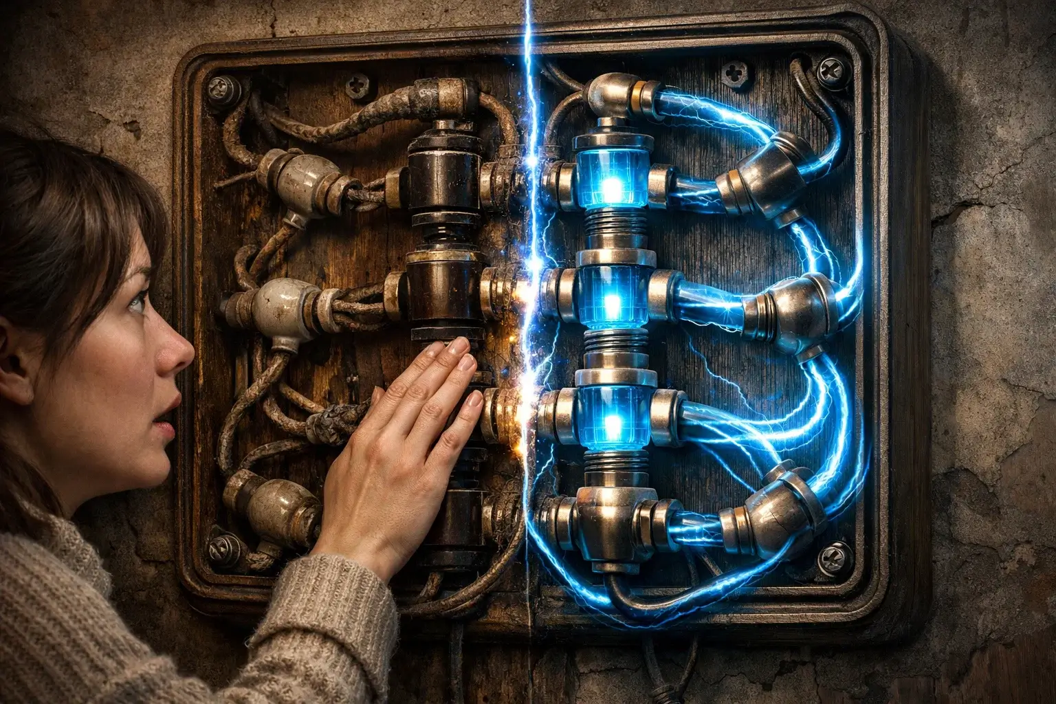 towel heater with glowing pipes