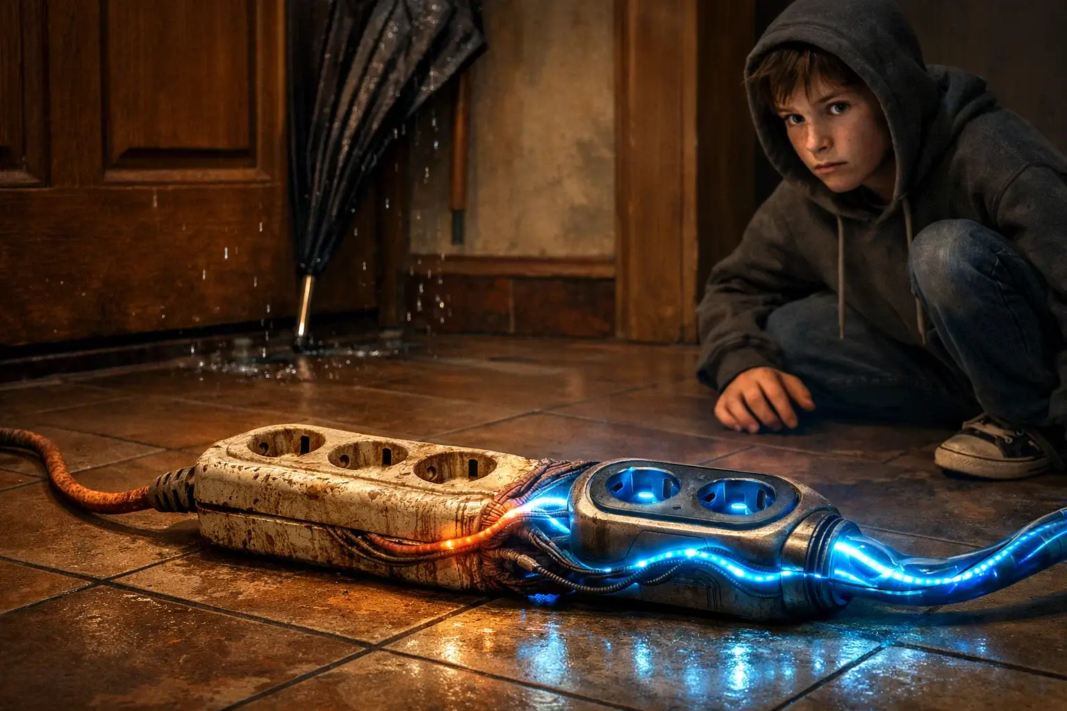 extension cable like glowing artery